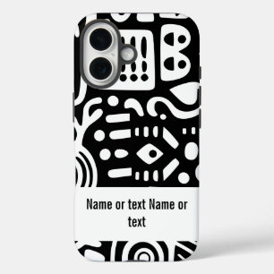 Black and white doodles iPhone 16 case