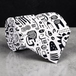Black and White Doodles Custom Necktie<br><div class="desc">A timeless and versatile accessory, this custom necktie features a classic black and white pattern. Perfect for adding a touch of sophistication to any outfit, whether it's for a formal event, a business meeting, or simply to elevate your everyday look. The crisp stripes create a stylish and refined appearance, making...</div>