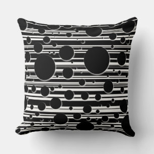 Black and White Dots and Stripes Cushion