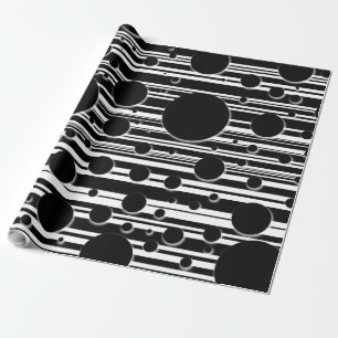 Black and White Dots and Stripes Wrapping Paper