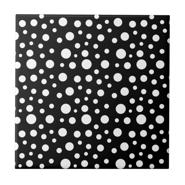 Black and White Dots Ceramic Tile (Front)