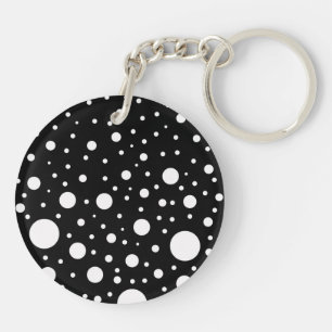 Black and White Dots Key Ring