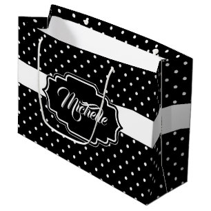 Black and White Dots Large Gift Bag