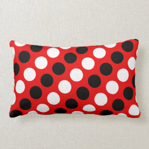 Black and White Dots on Red Lumbar Cushion