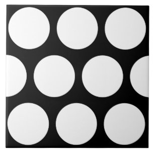 Black and White Dots Pattern Ceramic Tile