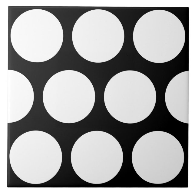 Black and White Dots Pattern Ceramic Tile (Front)