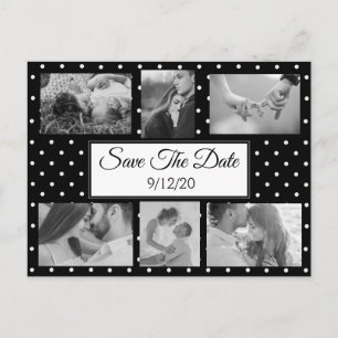 Black and White Dots Photo Save the Date Postcard