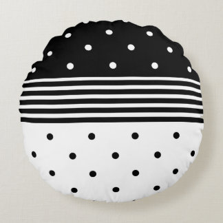 Black And White Dotted Design - Throw Pillow Round