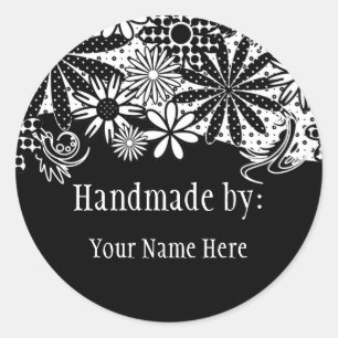 Black And White Dotted Flowers Handmade By Sticker