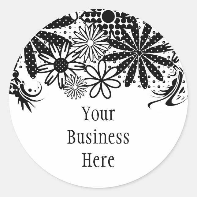 Black And White Dotted Flowers Sticker (Front)