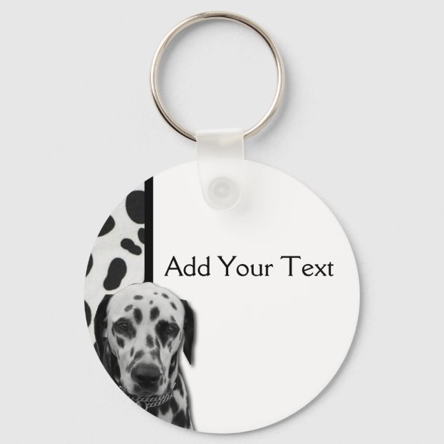 Black and White Dotty Dalmatian Key Ring (Front)