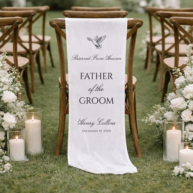 Black And White Dove Personalized Wedding Memorial Short Table Runner (Creator Uploaded)