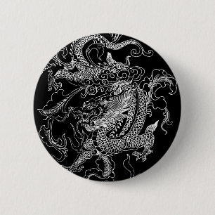 Black and White Dragon 6 Cm Round Badge