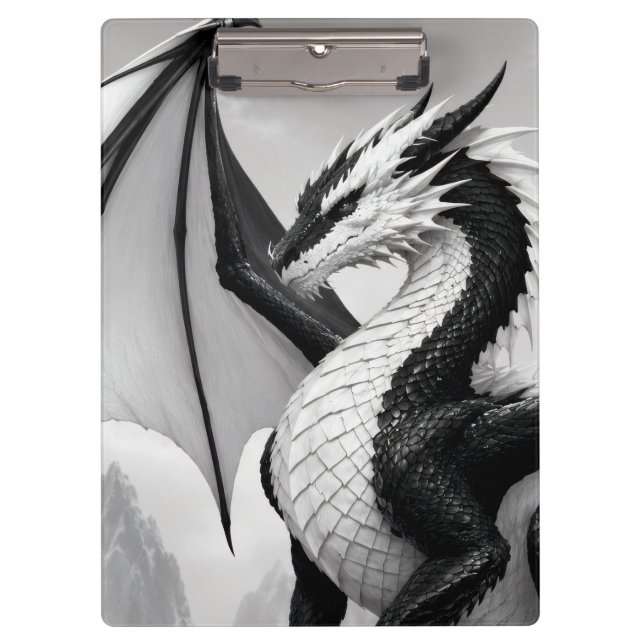 Black and white dragon clipboard (Front)