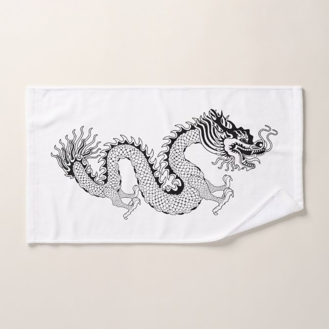 Black and White Dragon Hand Towel (Hand Towel)
