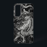 Black and White Dragon Samsung Galaxy Case<br><div class="desc">A cool looking black and white dragon. The whole dragon is done in white outline, with great different patterns. It has a great black background which can be seen through the dragon which makes it really pop off. Dragons are "legendary creatures" noted in myths and lore throughout the world. There...</div>