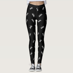 Black and White Dragonfly Leggings