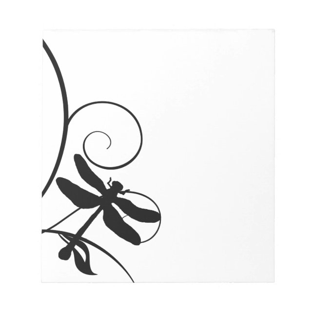 Black and White Dragonfly Notepad (Front)