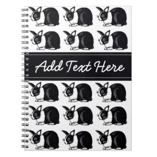Black and White Dutch Rabbits Custom Notebook