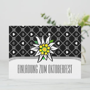 Black and White Edelweiß Oktoberfest invitations