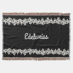 Black and White Edelweiss Throw Blanket
