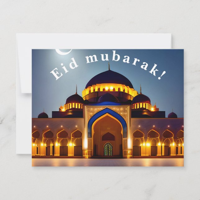 Black and white "Eid Mubarak" Card (Front)