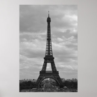black and white eiffel poster