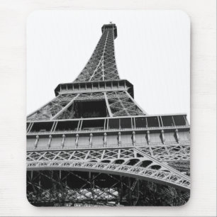 Black and White Eiffel Tower Mouse Pad