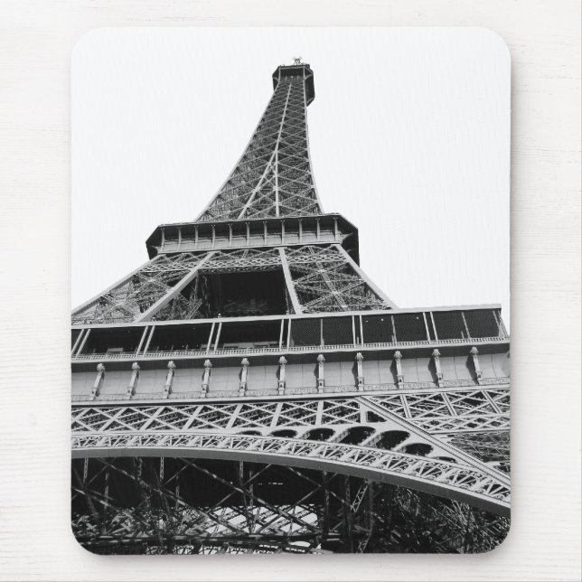 Black and White Eiffel Tower Mouse Pad (Front)