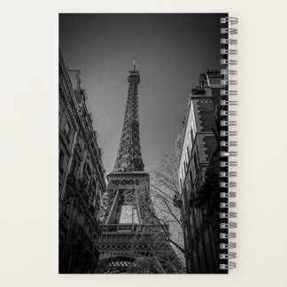 black and white eiffel tower photo  notebook