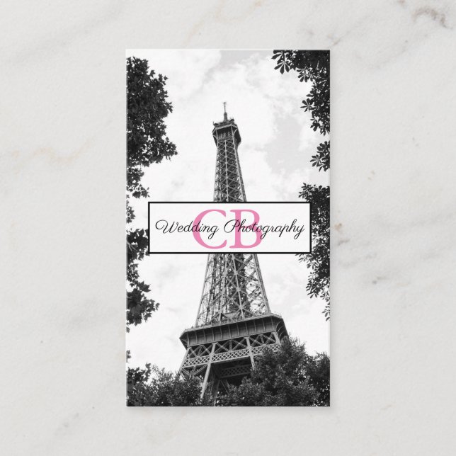 Black and White Eiffel Tower Professional Business Card (Front)