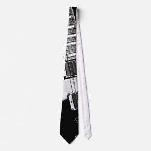 Black and White Electric Guitar Music Tie
