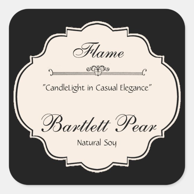 Black and White Elegance Candle Label (Front)