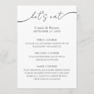 Black and White Elegant Calligraphy Wedding Menu