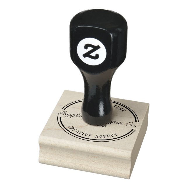 Black and White Elegant Circle Logo Rubber Stamp (Stamp)