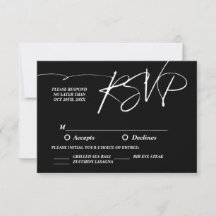 Black and White Elegant Classic Wedding RSVP Card