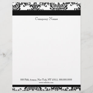 Black and White Elegant Damask Letterhead