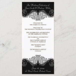 Black and white elegant damask Wedding Programs