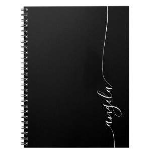 Black and White Elegant Delicate Signature Script Notebook