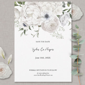 Black and White Elegant Floral Bouquet Modern Save The Date