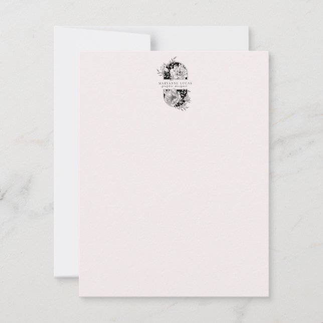 Black and White Elegant Floral Card (Front)