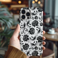 Black And White Elegant Floral Damask Pattern