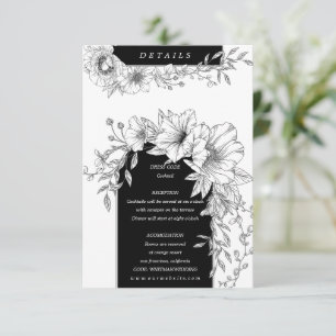 black and white elegant floral details enclosure card