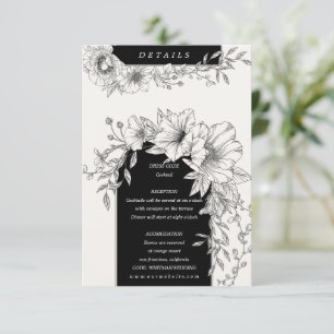 black and white elegant floral details enclosure card