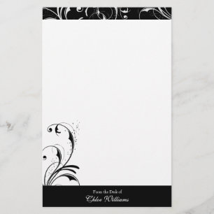 Black and White Elegant Flourish Stationery