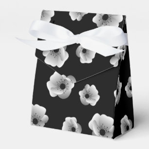 Black and White Elegant Flowers Minimalist Pattern Favour Box