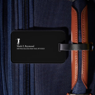 Black and White Elegant Golfer Luggage Tag