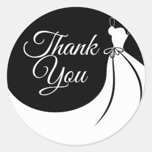 Black and White Elegant Gown Bridal Shower Classic Round Sticker