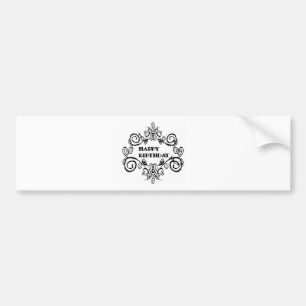 Black And White Elegant Happy Birthday Bumper Sticker