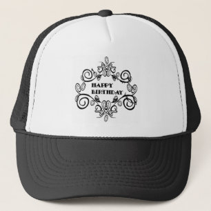 Black And White Elegant Happy Birthday Trucker Hat